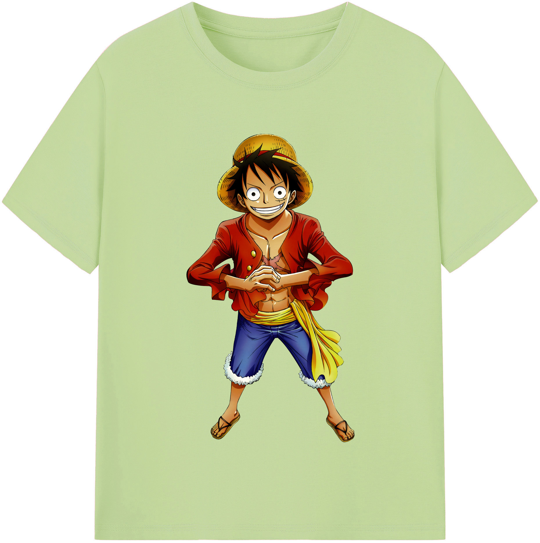 ワンピース モンキー・D・ルフィ ONE PIECE Monkey D. Luffy 綿100％半袖Tシャツ（フロントプリント）